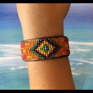 Beaded brass bracelet